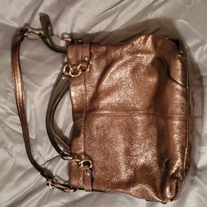 Coach hand/shoulder bag, bronze metallic